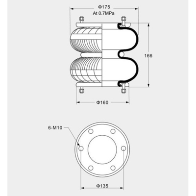 160166H-2 Suspension Air Springs Max Dia. 175mm For Inflatable